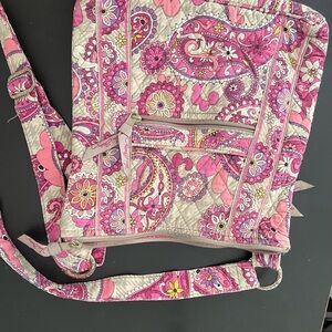 Vera Bradley Pink and Cream Paisley Crossbody Bag